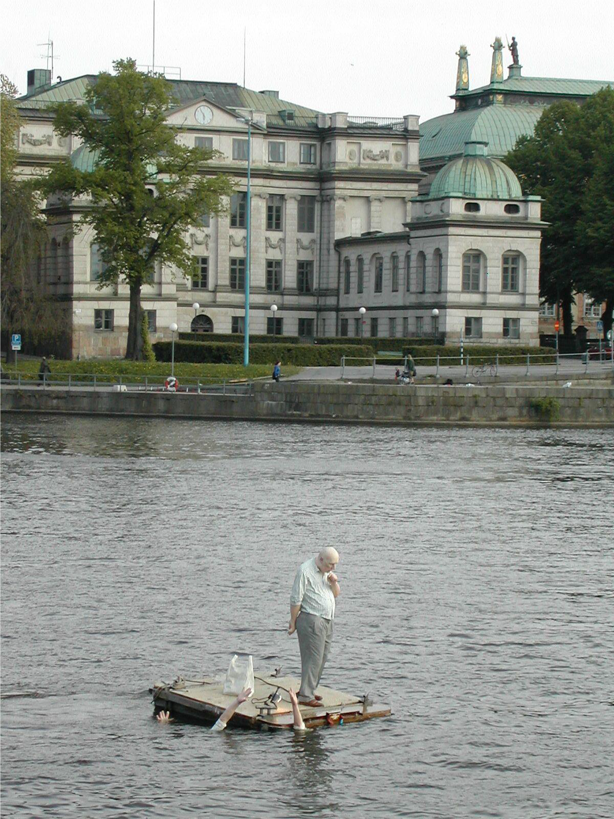 sculpture in front of the Swedish Parliament buildings