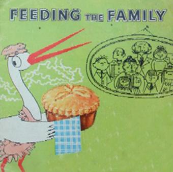 stork feeding the family