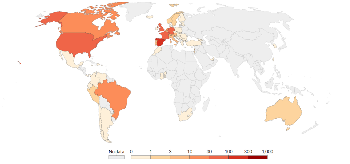 Figure 2. Geographic Spread of Daily Confirmed Monkeypox Cases in 2022 Outbreak