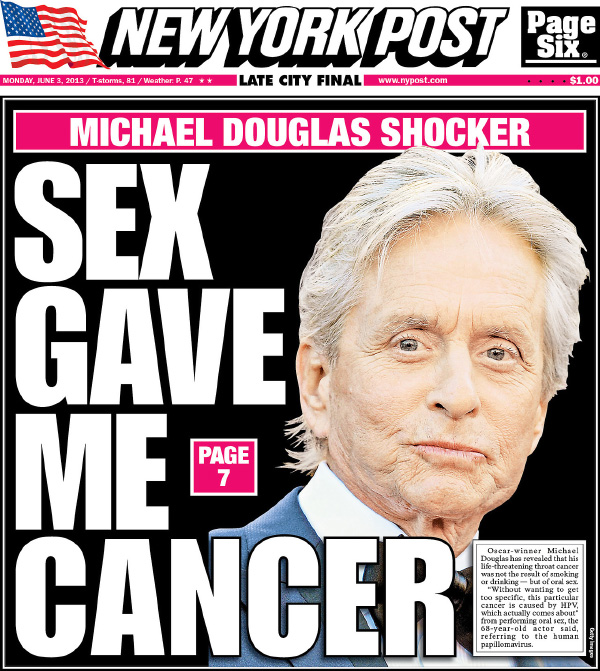 Newspaper cover Michael Douglas