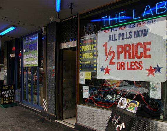 photo of party pills shop window