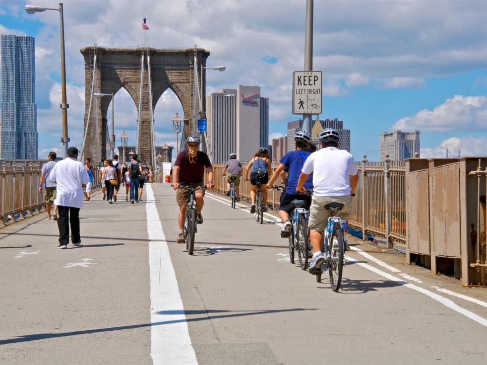 Cycle lanes on a bridge in the US