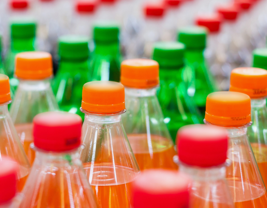 colourful bottles of sugar sweetened drinks