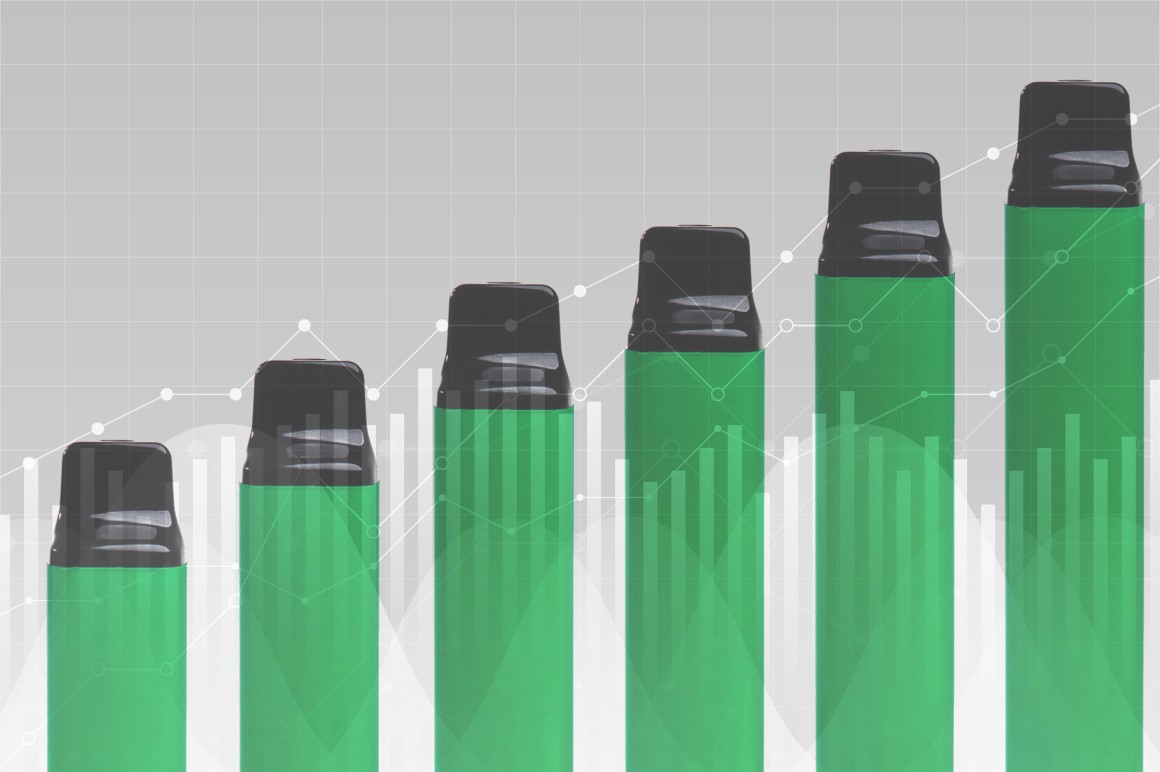 disposable vapes superimposed on generic graph