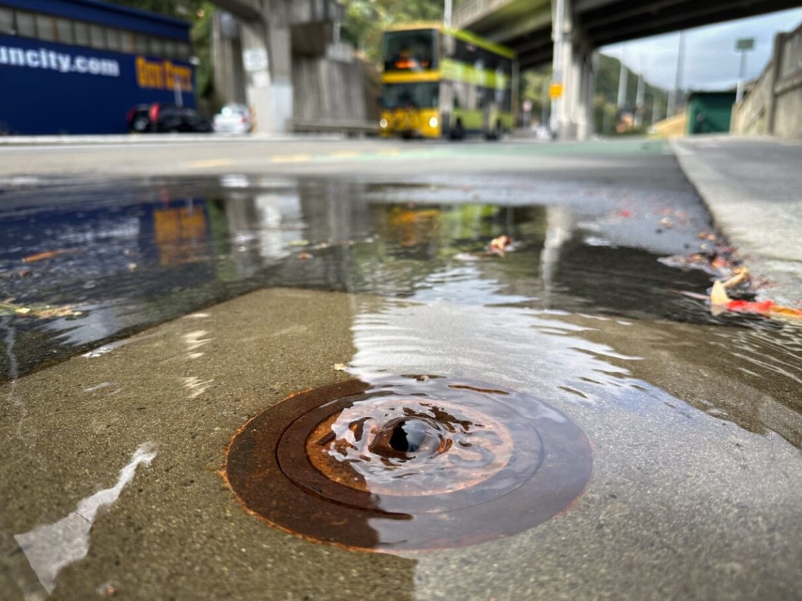 water leaking from manhole