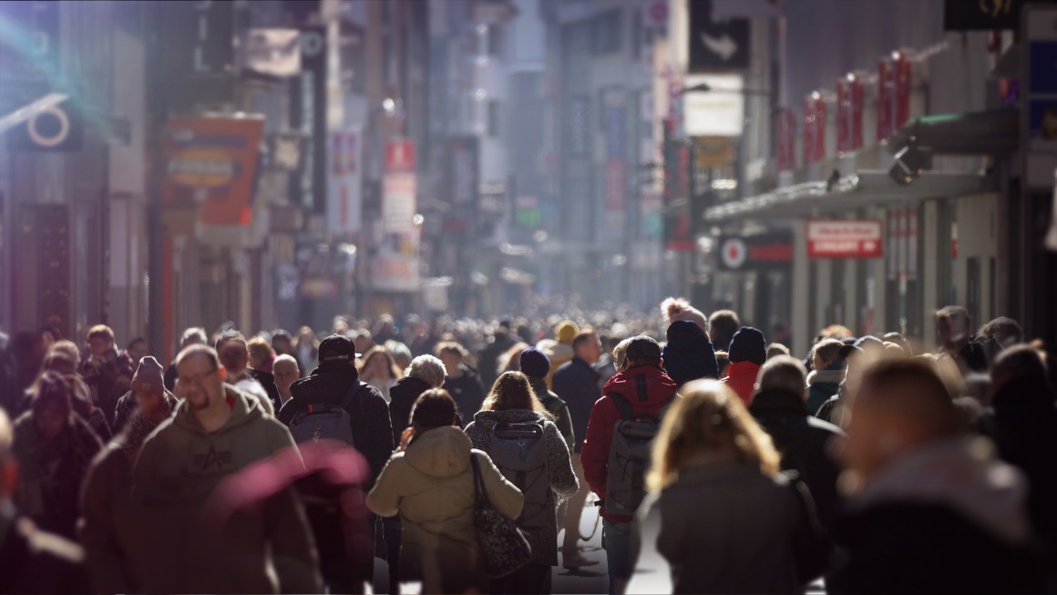 crowded street commuters