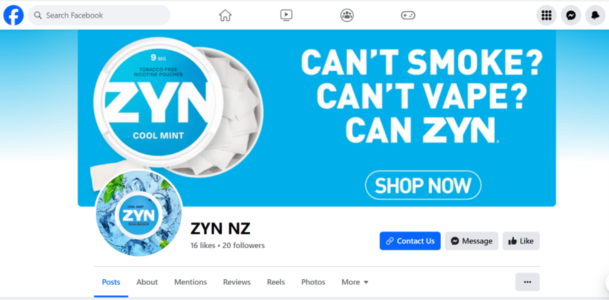 Facebook ad for Zyn pouches