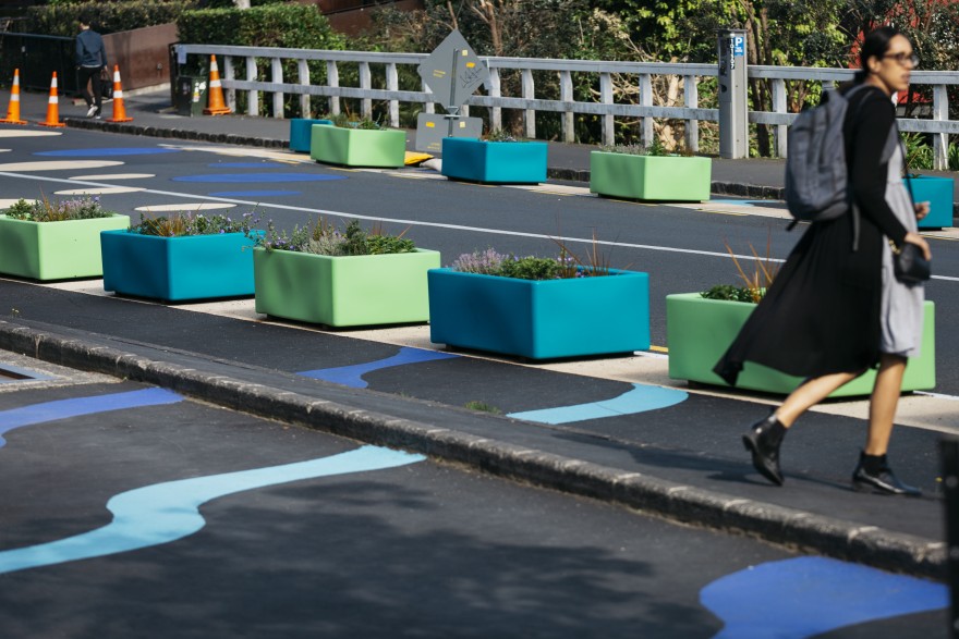 Planters used to slow traffic 