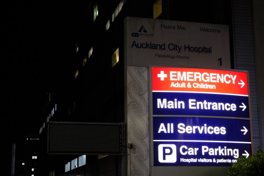 Outside of a hospital accident and emergency