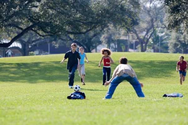 children playing on field
