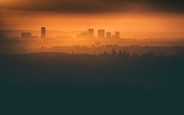 Smog over cityscape