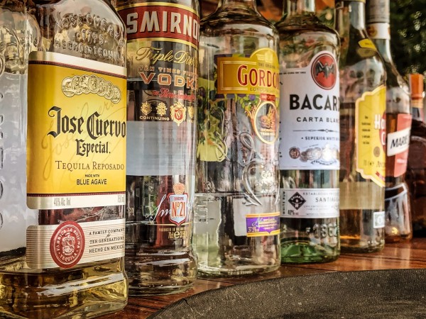Row of alcohol bottles