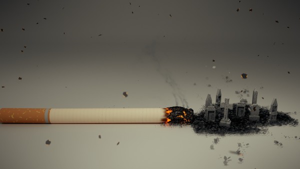 cigarette with funeral crosses at the lit end