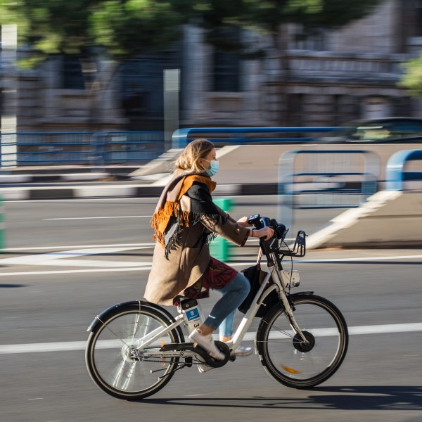 Woman commuting on electric bike