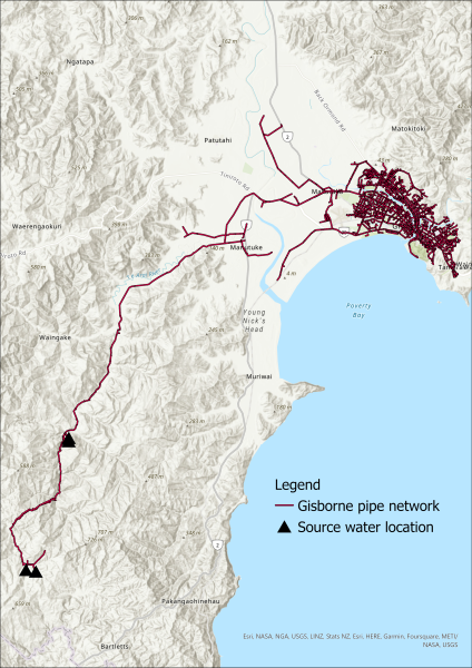 Gisborne pipe network map