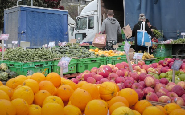 Fruit and vegetables at an open air market in Wellington, New Zealand