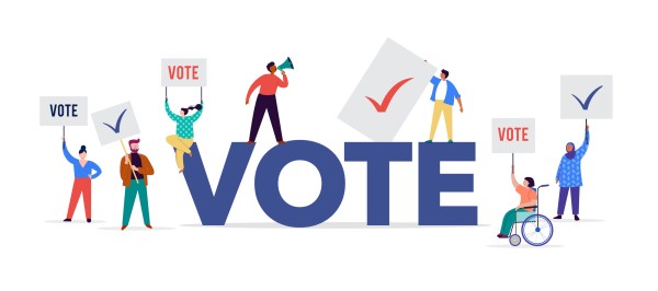 illustration of people and the word vote