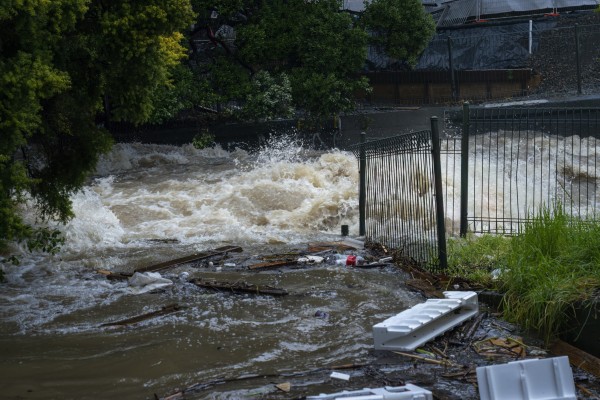Storm water gushng down Wairua St Auckland