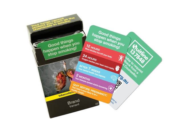 Cigarette packet inserts from Australian Government 