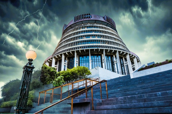 Beehive under threatening skies