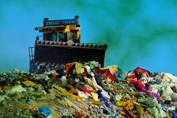 bulldozer at landfill