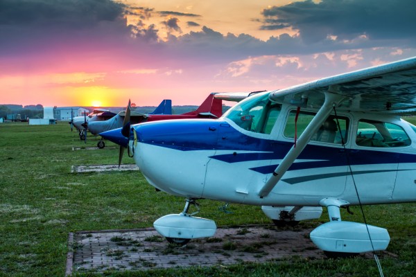 piston engined light aircraft lined up (3)